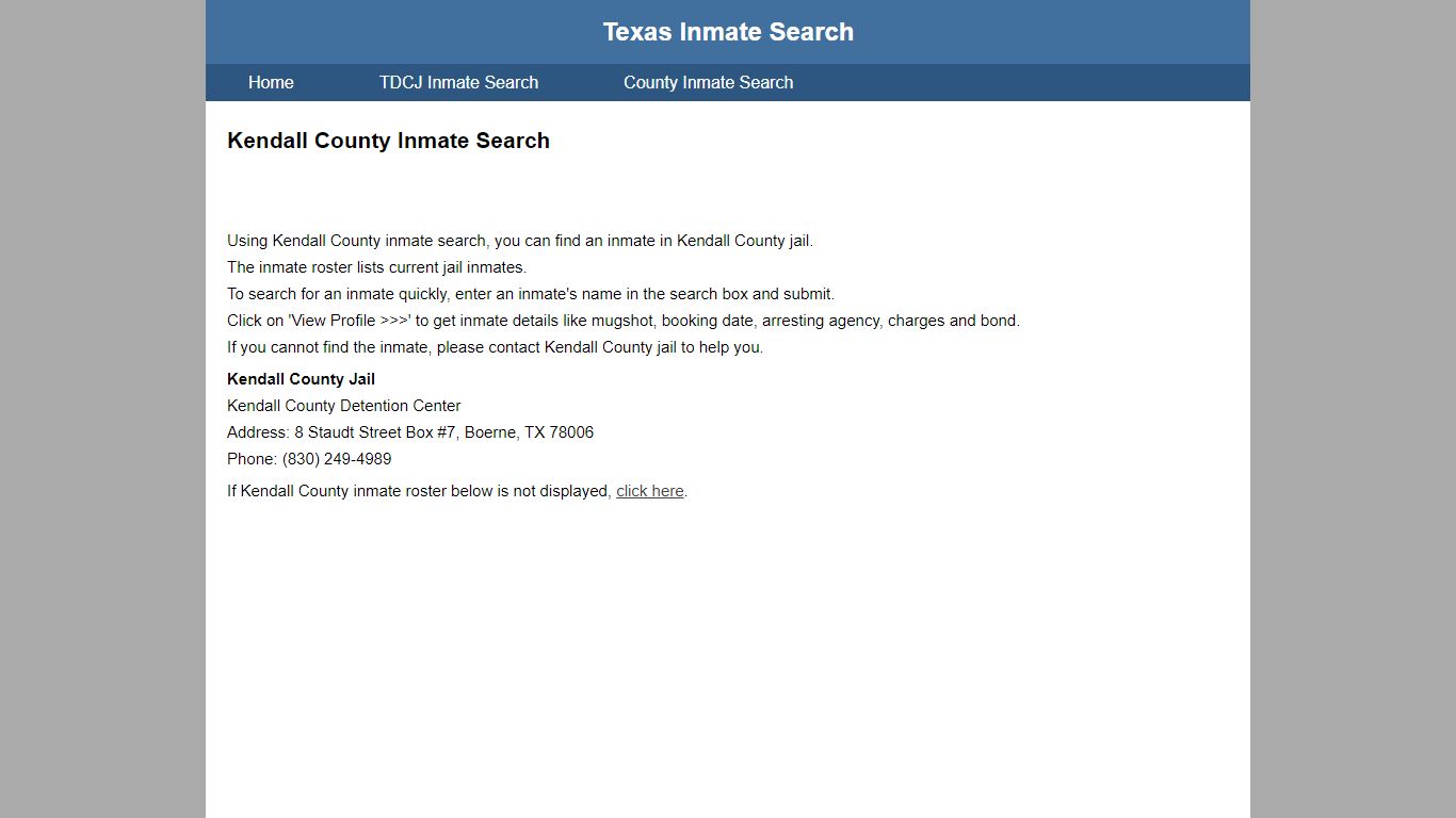 Kendall County Jail Inmate Search