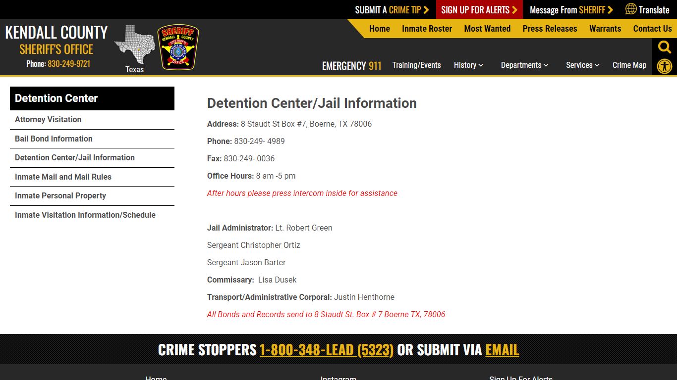 Detention Center/Jail Information | Kendall County ...